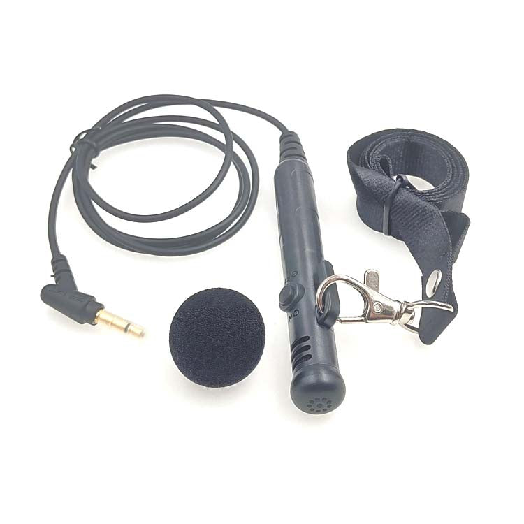 MK-7 Altavoz de mano con cabezal acodado de 3,5 mm, micrófono montado en el cuello con cordón, longitud: 1 m