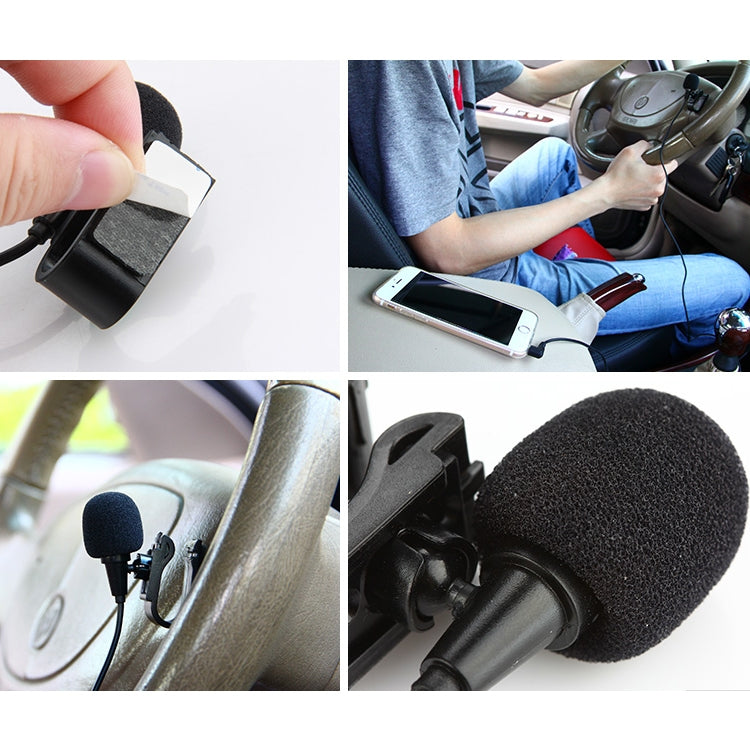 ZJ025MR Micrófono estéreo Lavalier con clip adhesivo para GPS para automóvil / Micrófono externo para DVD con audio habilitado para Bluetooth, Longitud del cable: 3 m, Codo de 90 grados Conector de 3,5 mm, Elbow 3.5mm Jack Stereo