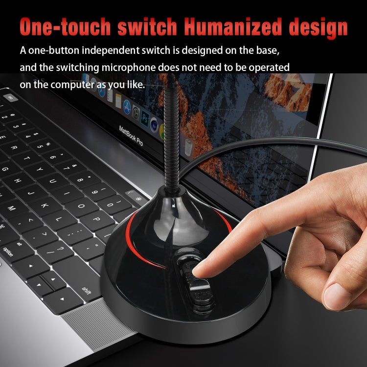 HXSJ F12 Micrófono de computadora USB sin unidad, flexible y de 360 grados, longitud del cable: 2,2 m