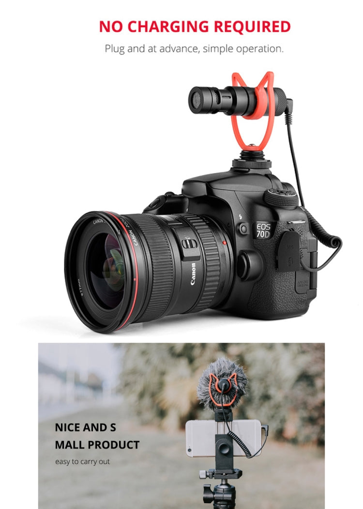 YELANGU MIC10 YLG9920A Micrófono de escopeta de vídeo condensador para entrevista profesional con cable de audio de 3,5 mm para videocámara DSLR y DV, Microphone