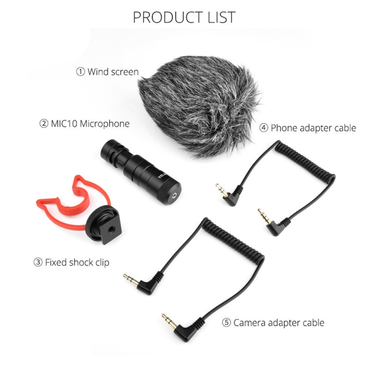 YELANGU MIC10 YLG9920A Micrófono de escopeta de vídeo condensador para entrevista profesional con cable de audio de 3,5 mm para videocámara DSLR y DV, Microphone