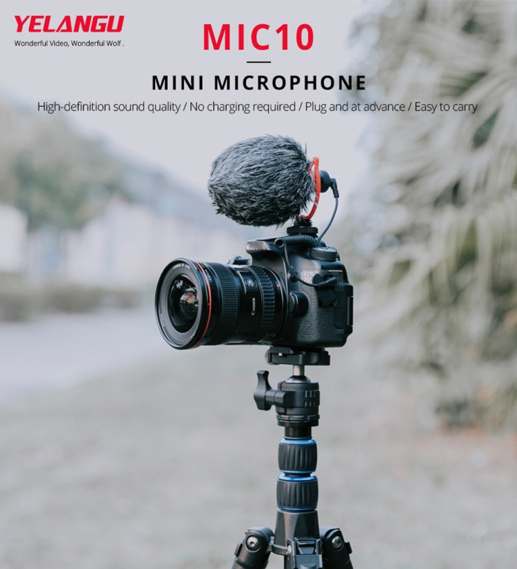 YELANGU MIC10 YLG9920A Micrófono de escopeta de vídeo condensador para entrevista profesional con cable de audio de 3,5 mm para videocámara DSLR y DV, Microphone
