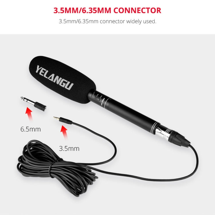 YELANGU YLG9933A MIC07 Micrófono de condensador de vídeo para entrevista profesional con adaptador de audio de 6,5 mm y cable de audio RXL de 3,5 mm