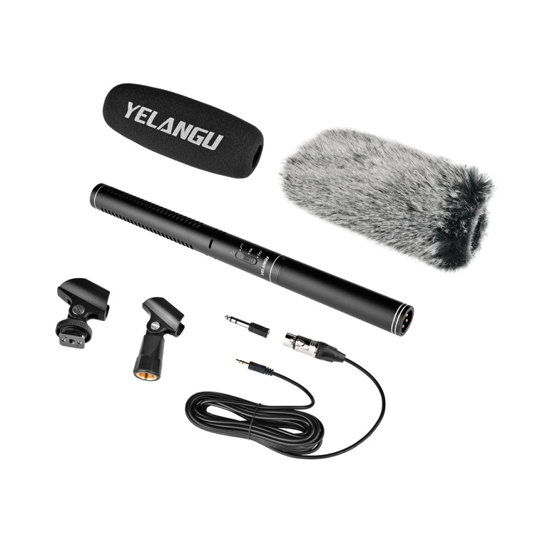 YELANGU YLG9933A MIC07 Micrófono de condensador de vídeo para entrevista profesional con adaptador de audio de 6,5 mm y cable de audio RXL de 3,5 mm