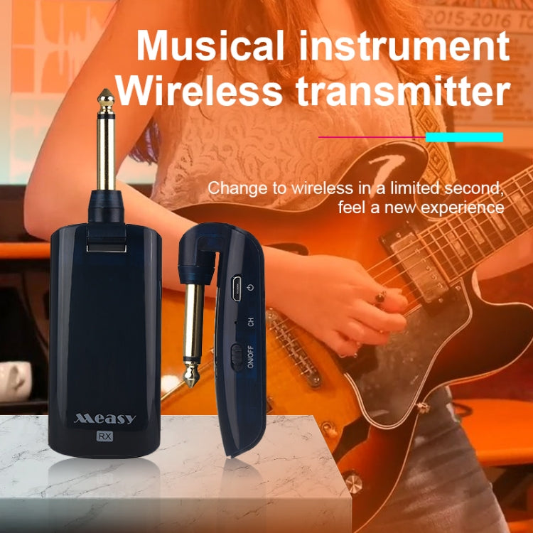 Measy AU688-U 20 canales Sistema de guitarra inalámbrico Receptor transmisor de instrumentos musicales recargable, AU688-U Black