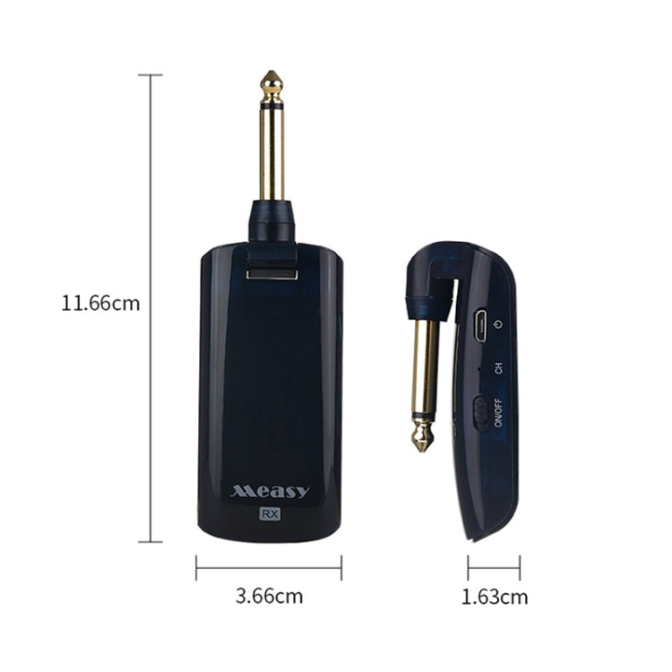 Measy AU688-U 20 canales Sistema de guitarra inalámbrico Receptor transmisor de instrumentos musicales recargable, AU688-U Black