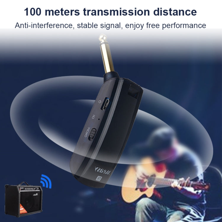 Measy AU688-U 20 canales Sistema de guitarra inalámbrico Receptor transmisor de instrumentos musicales recargable, AU688-U Black