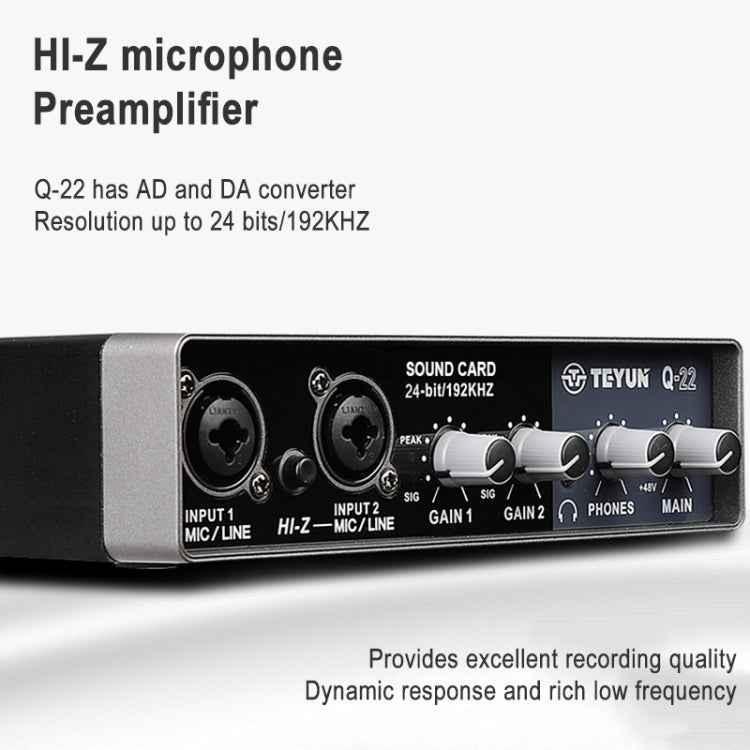 TEYUN Q-22 Tarjeta de sonido externa con micrófono Srive gratuito para computadora USB, Q-22