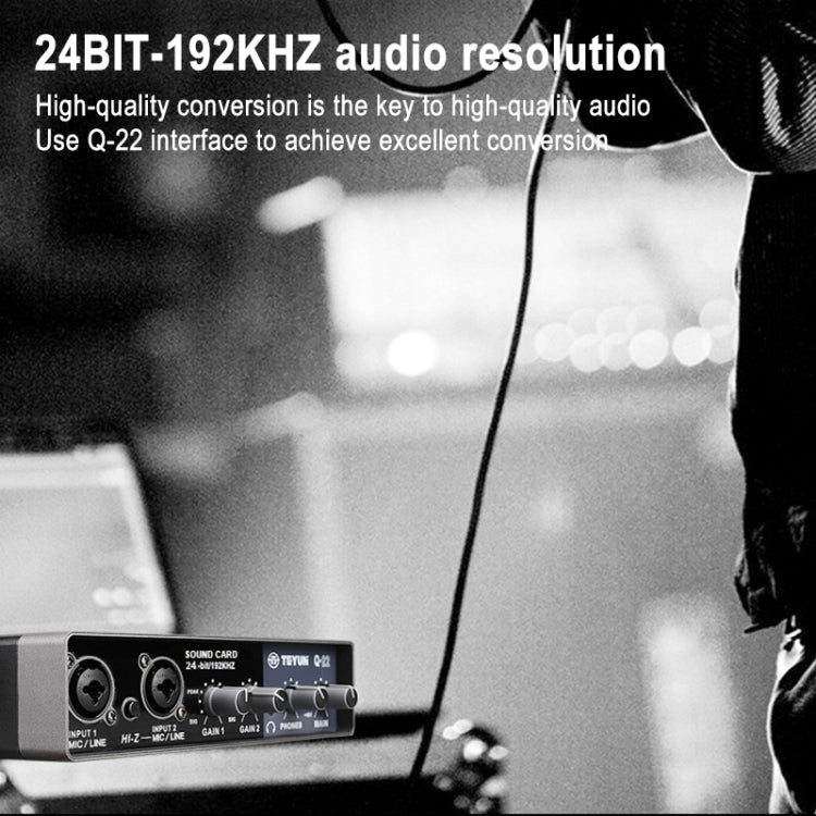 TEYUN Q-22 Tarjeta de sonido externa con micrófono Srive gratuito para computadora USB, Q-22