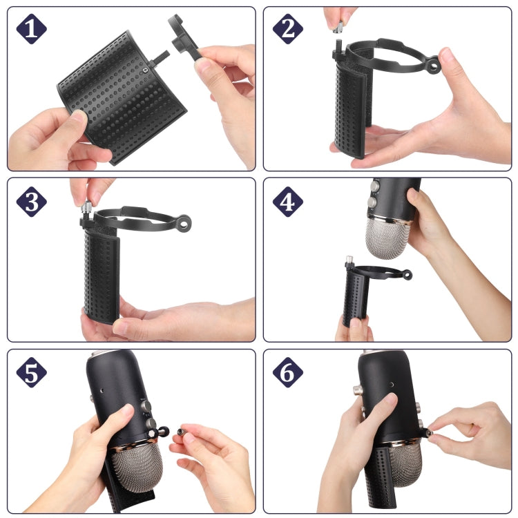 TEYUN PS-4x3 Micrófono de condensador Cubierta de soplado en forma de U Soporte de escritorio Clip de accesorio de audio, PS-4