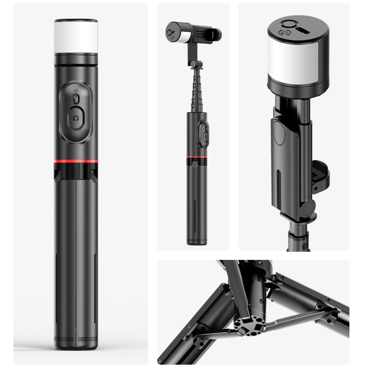 Q12s Bluetooth Control remoto Luz de relleno giratoria Trípode Selfie Stick, Q12s