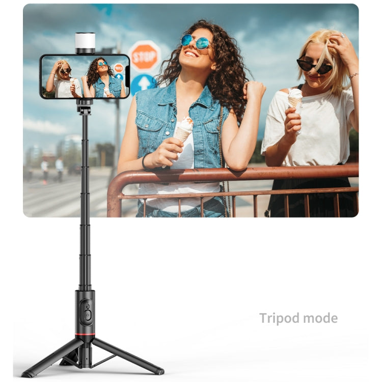 Q12s Bluetooth Control remoto Luz de relleno giratoria Trípode Selfie Stick, Q12s