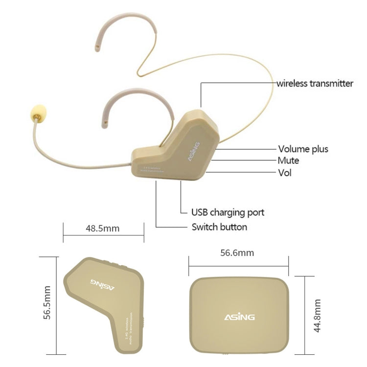 ASiNG WM03 2.4G Micrófono inalámbrico Auricular Micrófono Kit de altavoz Bluetooth, WM03 Black, WM03 White