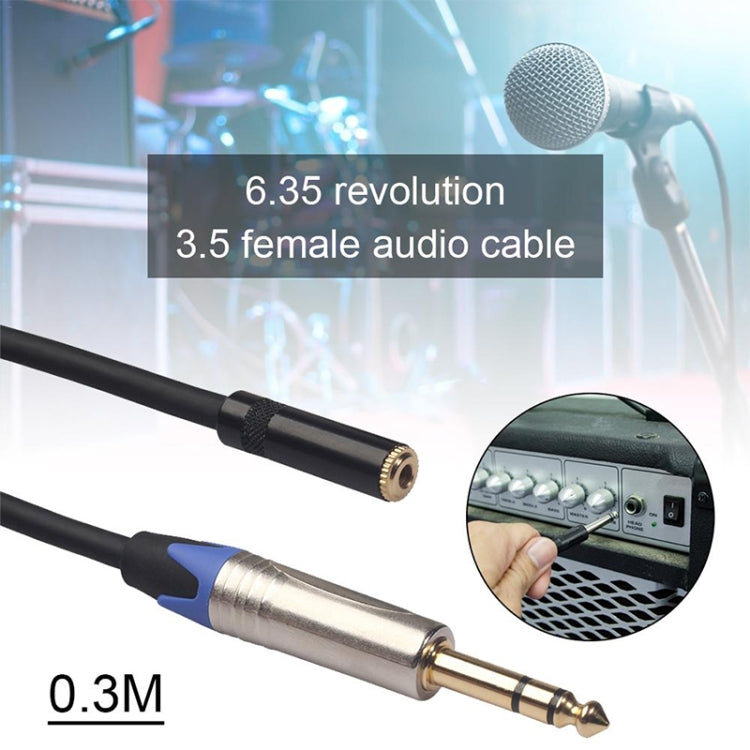 TC203NF03 Cable de audio macho de 6,35 mm a hembra de 3,5 mm, longitud: 0,3 m, TC203NF03 6.35mm Male to 3.5mm Female