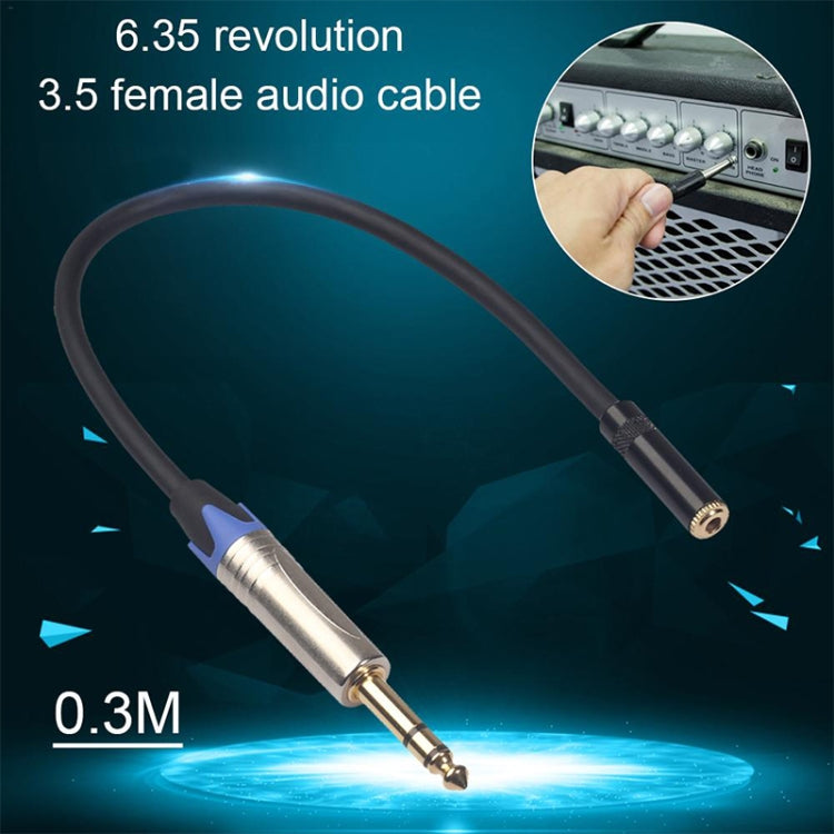 TC203NF03 Cable de audio macho de 6,35 mm a hembra de 3,5 mm, longitud: 0,3 m, TC203NF03 6.35mm Male to 3.5mm Female