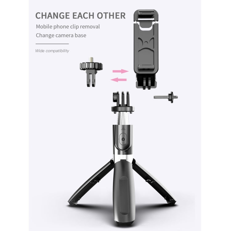 L02 100cm Multifunción Ajustable Bluetooth Autodisparador Polo Trípode Selfie Stick