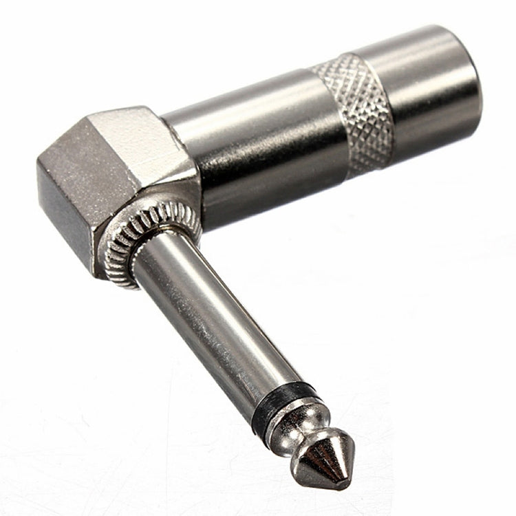 Conector mono de audio de 1/4 pulgadas y 6,35 mm, conector de audio para guitarra macho con conector de tornillo en ángulo recto en forma de L