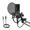 Yanmai X2 Juego de micrófono de grabación capacitivo con puntero cardioide y reducción activa de ruido con red de soplado, soporte voladizo y cable de interfaz de 1,7 m y 3,5 mm, X2