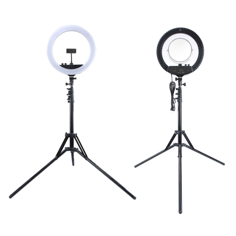 MANTOO RL-12 II 100-240V 28W 12 pulgadas Luz de relleno de anillo regulable de dos colores con trípode, 12 inch