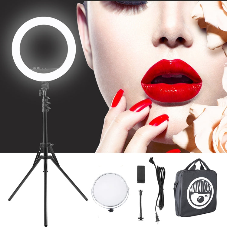 MANTOO RL-18 II 100-240V 55W 18 pulgadas Luz de relleno de anillo regulable de dos colores con trípode, 18 inch