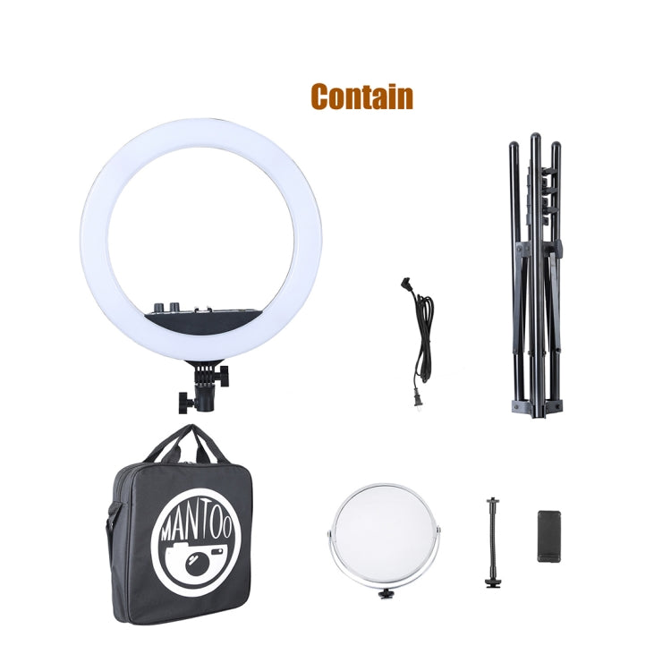 MANTOO RL-18 II 100-240V 55W 18 pulgadas Luz de relleno de anillo regulable de dos colores con trípode, 18 inch