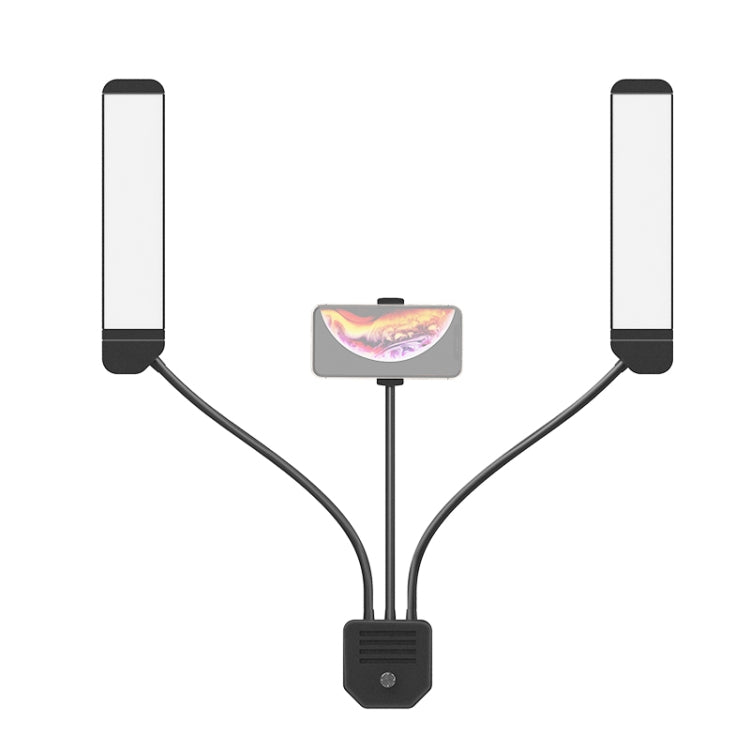 Luz de relleno de brazos dobles de brillo ajustable tricolor portátil RK39 con clip para teléfono