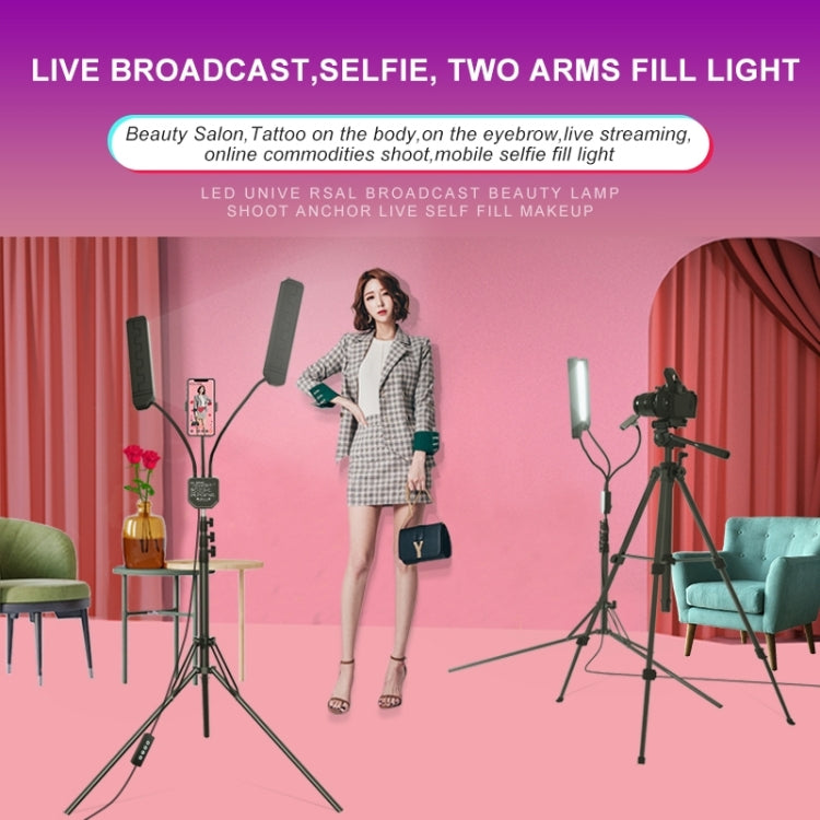 Luz de relleno de brazos dobles de brillo ajustable tricolor portátil RK39 con clip para teléfono