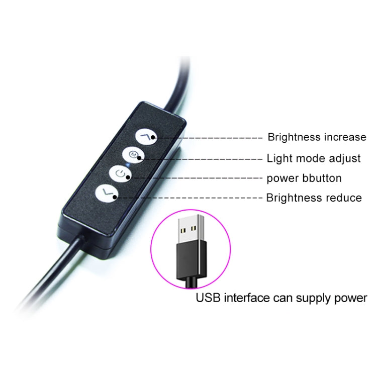 Luz de relleno de brazos dobles de brillo ajustable tricolor portátil RK39 con clip para teléfono