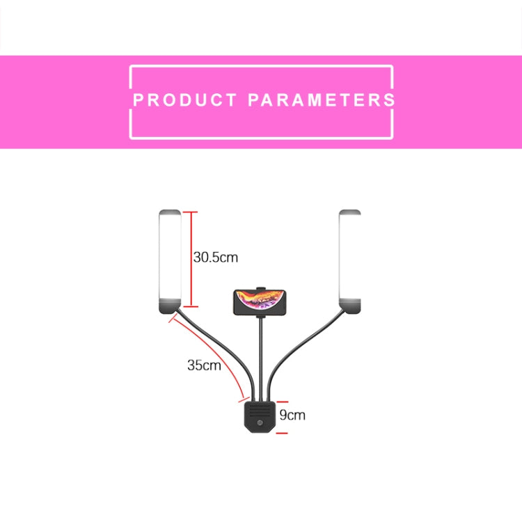 Luz de relleno de brazos dobles de brillo ajustable tricolor portátil RK39 con clip para teléfono