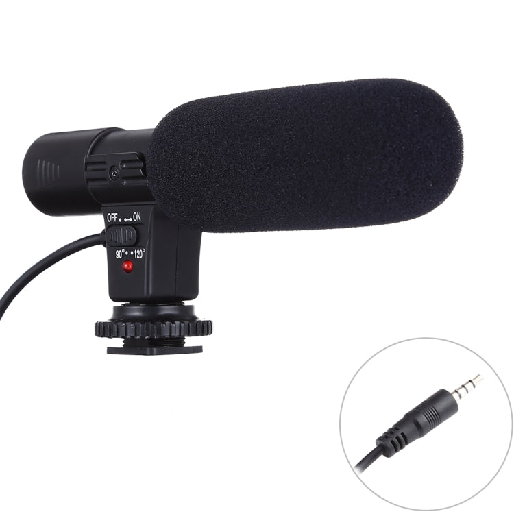 MIC-02 Micrófono estéreo claro con sonido de frecuencia de 30-18000 Hz para teléfono inteligente, longitud del cable: 28 cm