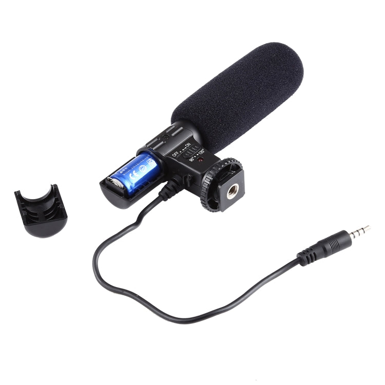 MIC-02 Micrófono estéreo claro con sonido de frecuencia de 30-18000 Hz para teléfono inteligente, longitud del cable: 28 cm