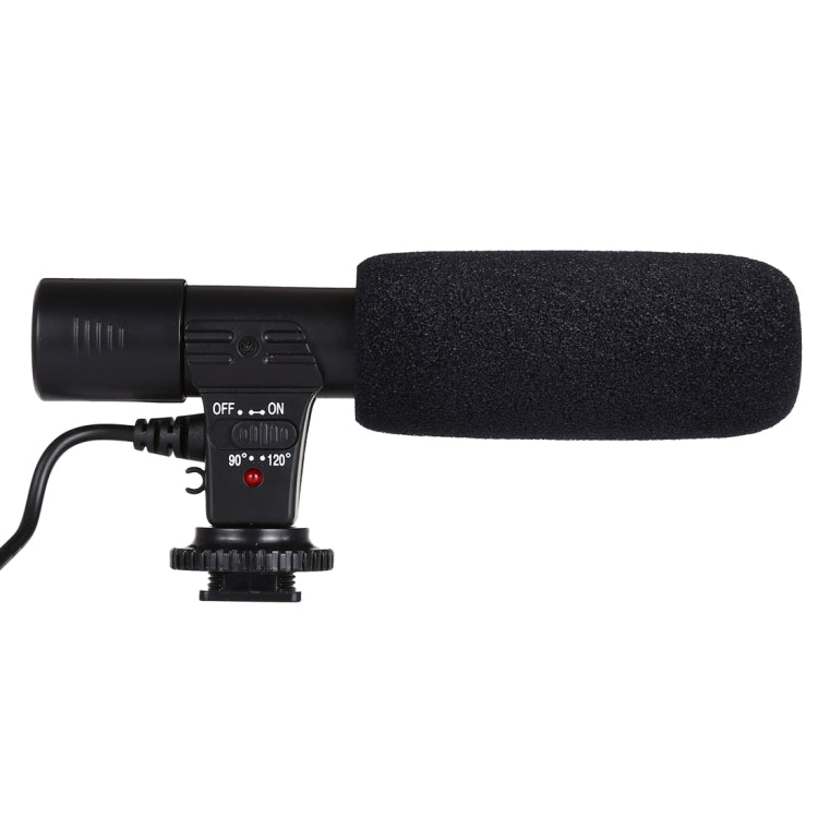 MIC-02 Micrófono estéreo claro con sonido de frecuencia de 30-18000 Hz para teléfono inteligente, longitud del cable: 28 cm