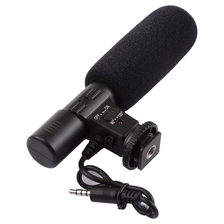 MIC-02 Micrófono estéreo claro con sonido de frecuencia de 30-18000 Hz para teléfono inteligente, longitud del cable: 28 cm