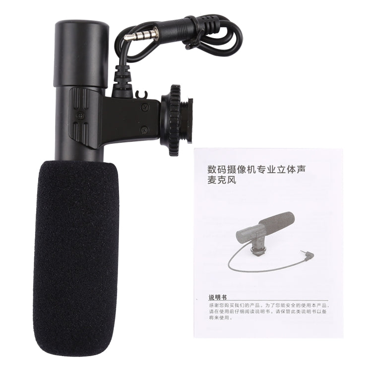 MIC-02 Micrófono estéreo claro con sonido de frecuencia de 30-18000 Hz para teléfono inteligente, longitud del cable: 28 cm