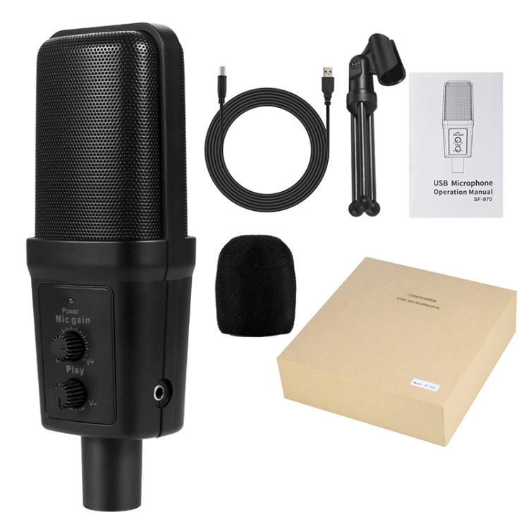 Micrófono de grabación de sonido de condensador profesional Yanmai SF-970 con soporte para trípode y cable USB, longitud del cable: 1,8 m