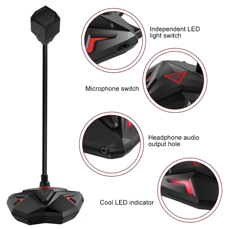 Micrófono capacitivo para juegos G55 con indicador LED