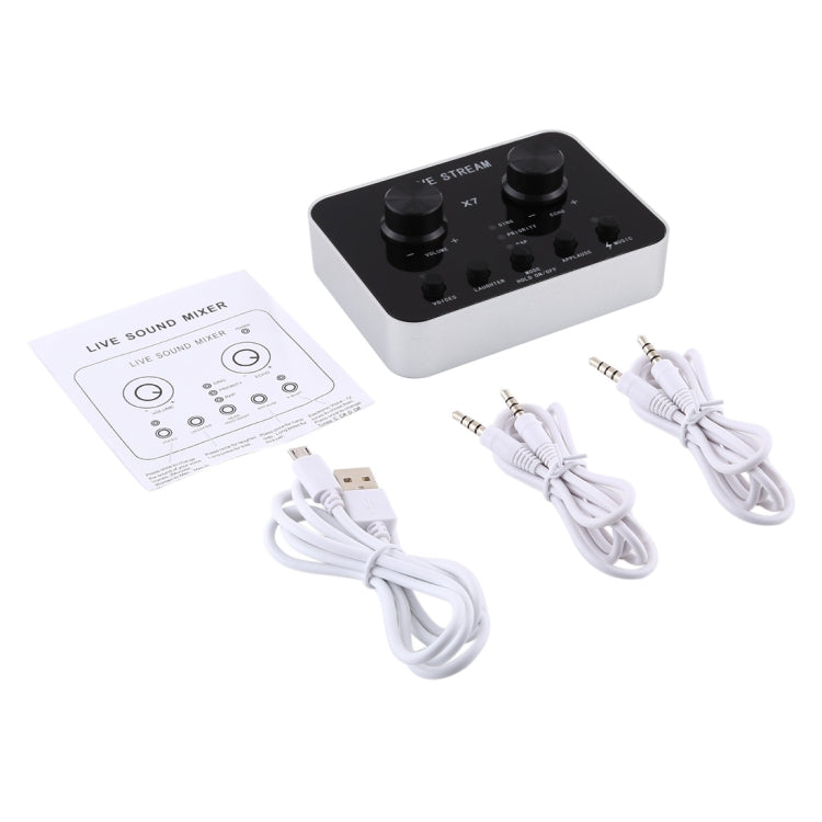 X7 Transmisión en vivo Audio USB Auriculares Micrófono Webcast Entretenimiento Streamer Tarjeta de sonido para teléfono, computadora PC