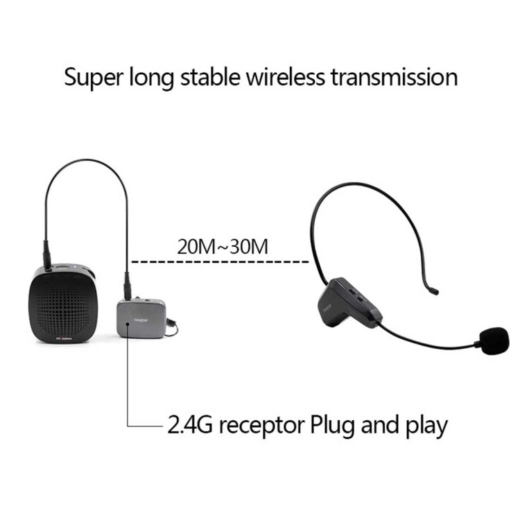 ASiNG WM01 Micrófono captador electrónico de transmisión de audio inalámbrico de 2,4 GHz, distancia de transmisión: 50 m, WM01