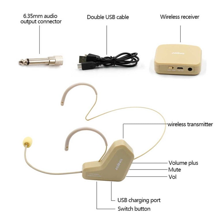 ASiNG WM03 Micrófono captador electrónico de transmisión de audio inalámbrico de 2,4 GHz, distancia de transmisión: 20-30 m, WM03