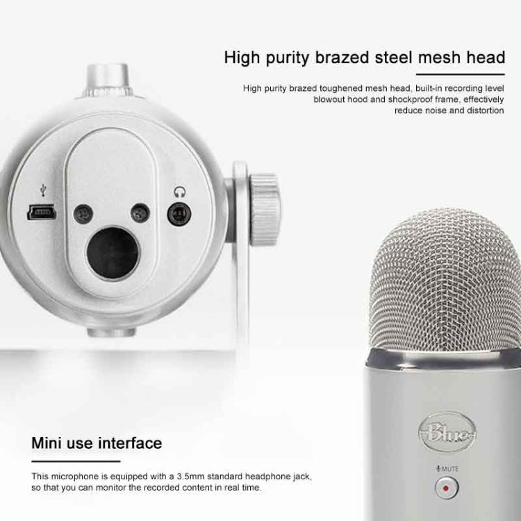 Micrófono de condensador USB Logitech azul Yeti, Blue Yeti(Black), Blue Yeti(Blue), Blue Yeti(Silver)