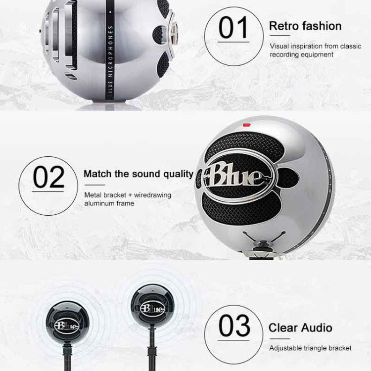 Micrófono de grabación con anclaje de condensador USB Logitech Blue Snowball-ice, Blue Snowball-ice