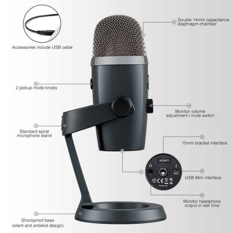 Logitech Blue Yeti Nano Condenser Micrófono digital USB para transmisión en vivo, Blue Yeti Nano