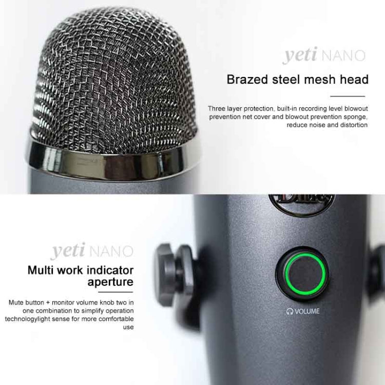 Logitech Blue Yeti Nano Condenser Micrófono digital USB para transmisión en vivo, Blue Yeti Nano