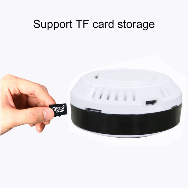 JJX-1801 Cámara IP Wifi inalámbrica inteligente gran angular de 1,0 MP con ojo de pez, compatible con tarjeta TF (128 GB máx.), JJX-1801