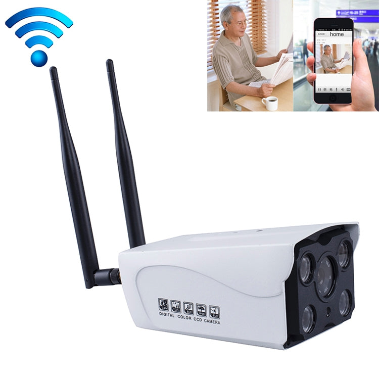 J-02100 Cámara IP Wifi inalámbrica inteligente con antena dual de 1.0MP, compatible con visión nocturna por infrarrojos y tarjeta TF (64 GB máx.), J-02100