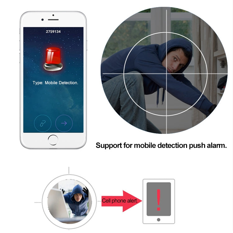 J-01100 Cámara IP Wifi inalámbrica inteligente de 1.0MP, compatible con detección de movimiento, visión nocturna por infrarrojos y tarjeta TF (64 GB máx.), J-01100