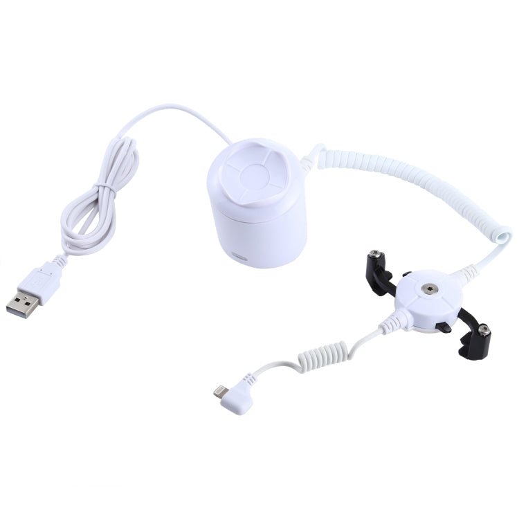 Soporte de pantalla cilíndrico Sistema de seguridad Alarma antirrobo / Soporte de pantalla de alarma antirrobo con control remoto por infrarrojos para iPhone / iPod con puerto de 8 pines, ABS Cylindrical 8 Pin