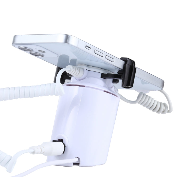 Soporte de pantalla cilíndrico Sistema de seguridad Alarma antirrobo / Soporte de pantalla de alarma antirrobo con control remoto por infrarrojos para iPhone / iPod con puerto de 8 pines, ABS Cylindrical 8 Pin