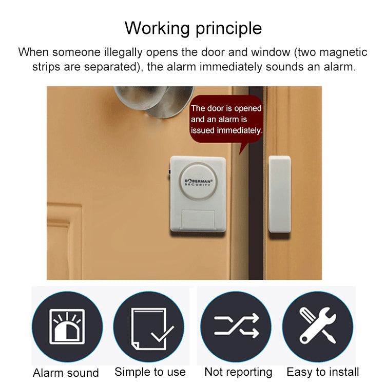 DOBERMAN SE-0119 Alarma de sensor magnético de puerta de control remoto inalámbrico antirrobo para el hogar, SE-0119