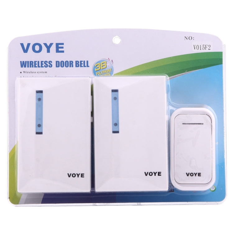 VOYE V015F2 Timbre inalámbrico para el hogar con música inteligente y receptor dual, distancia del control remoto: 120 m (aire abierto), V015F2
